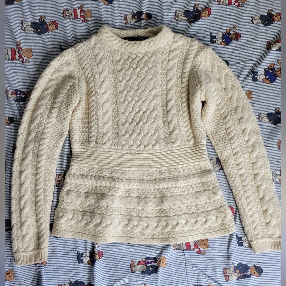 Vintage inis crafts cableknit sweater wool women's